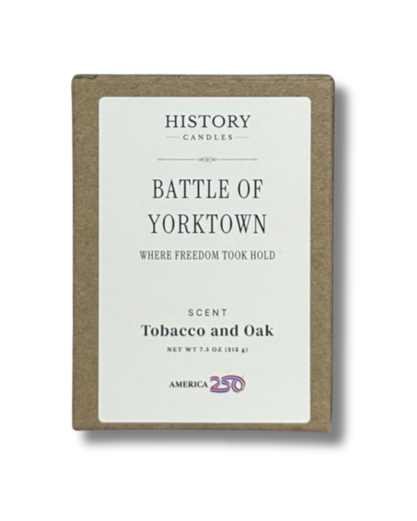 Battle of Yorktown soy candle with branded History Candles gift box