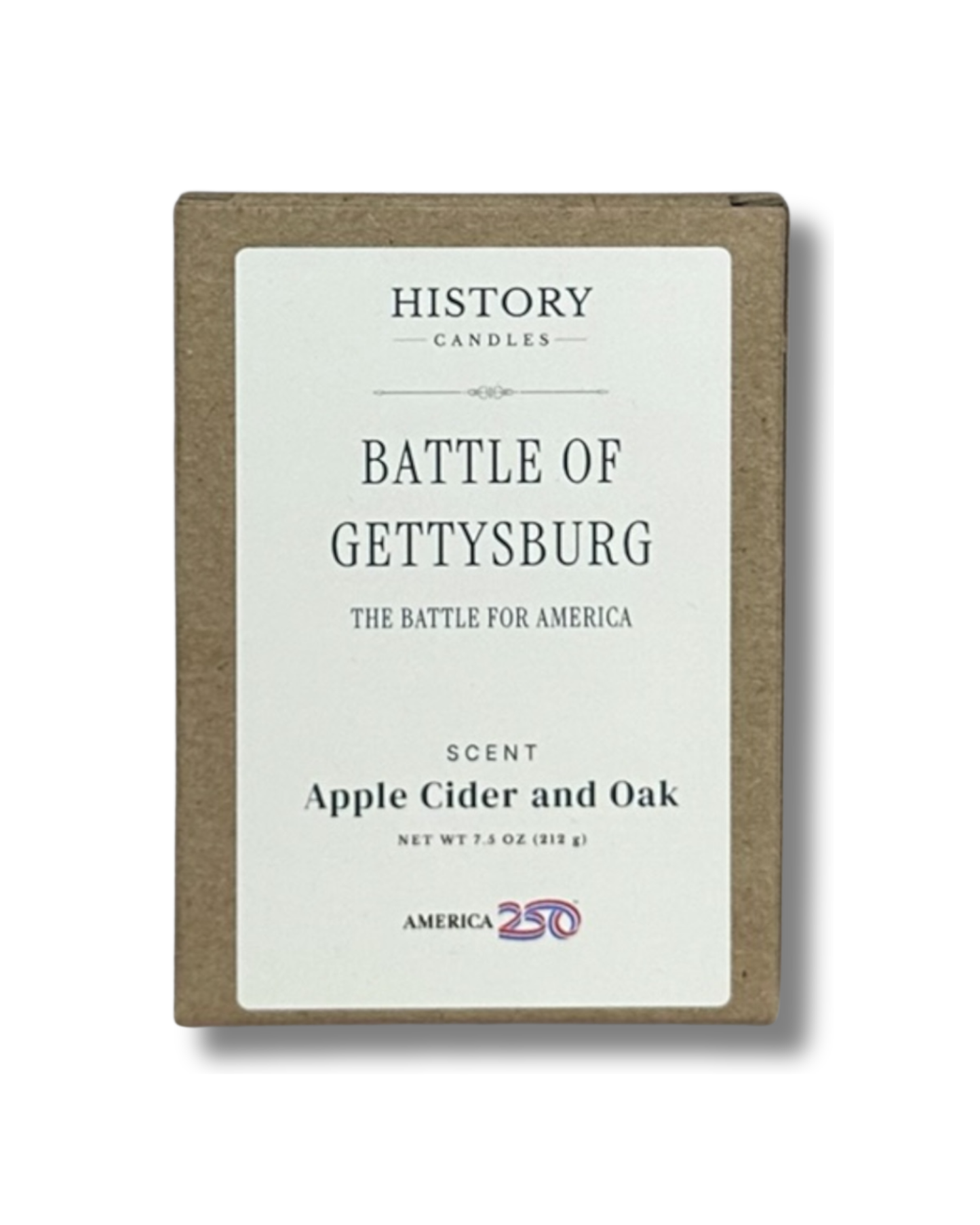 Battle of Gettysburg soy candle with branded History Candles gift box