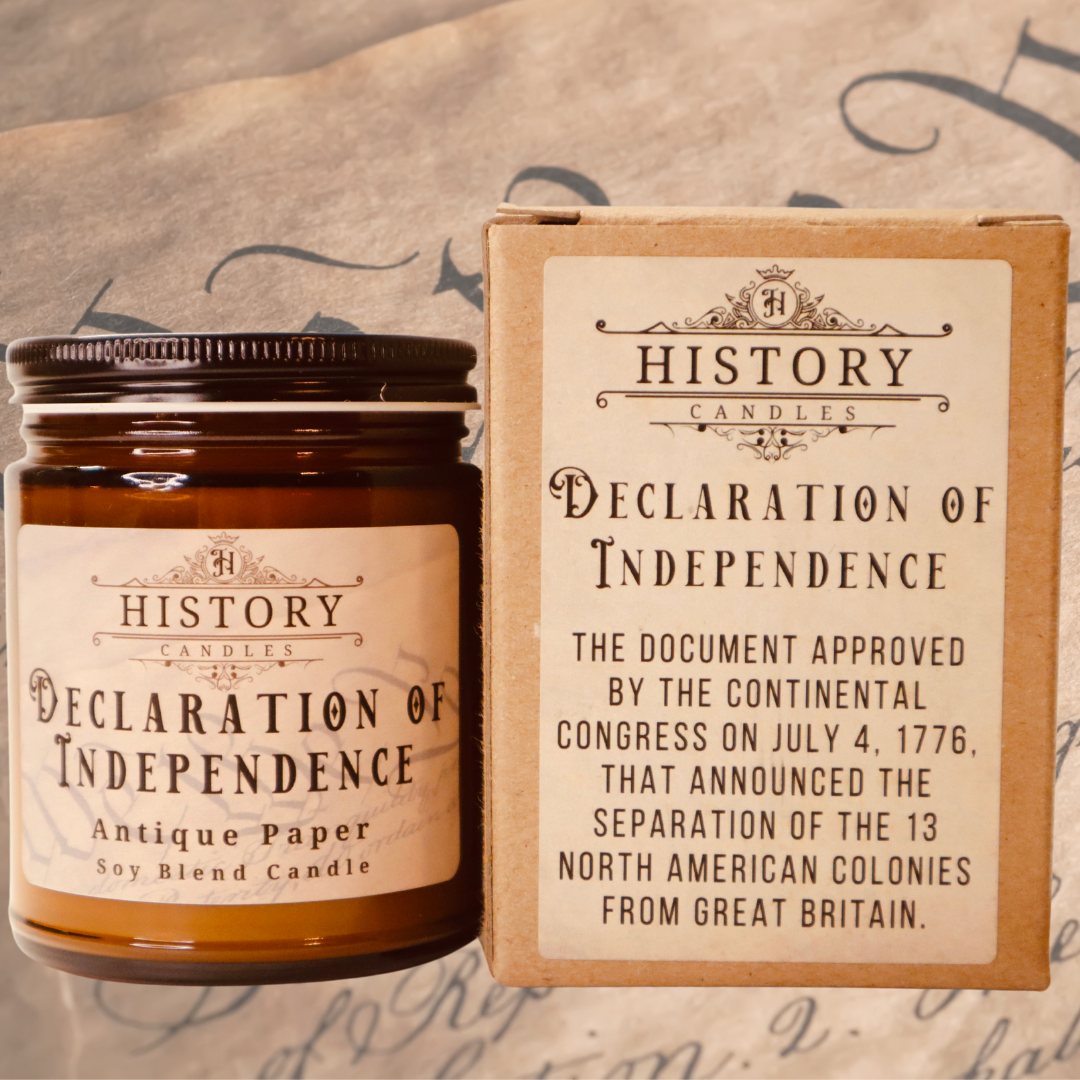 Declaration of Independence Candle - Antique Paper Scent History Buff Gift