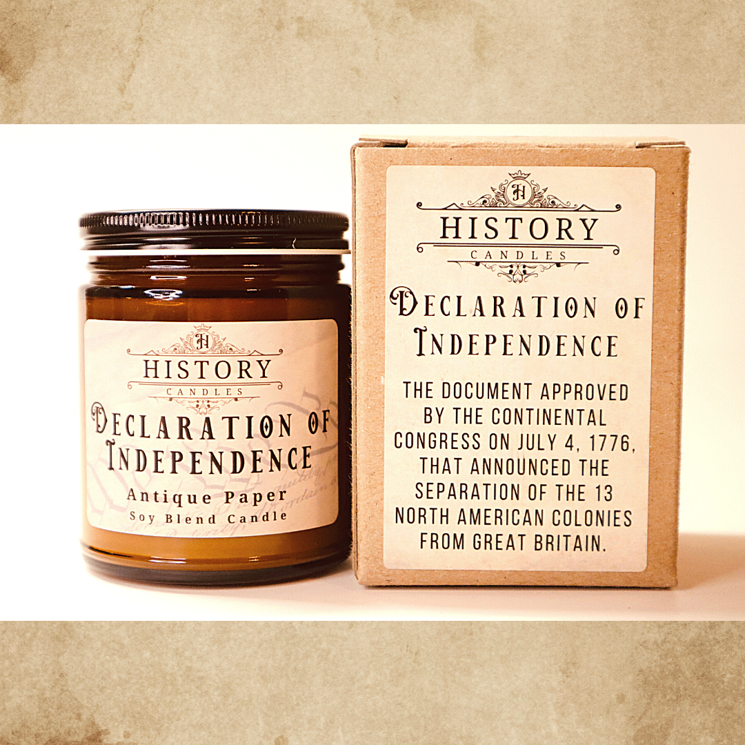 Declaration of Independence Candle - Antique Paper Scent History Buff Gift