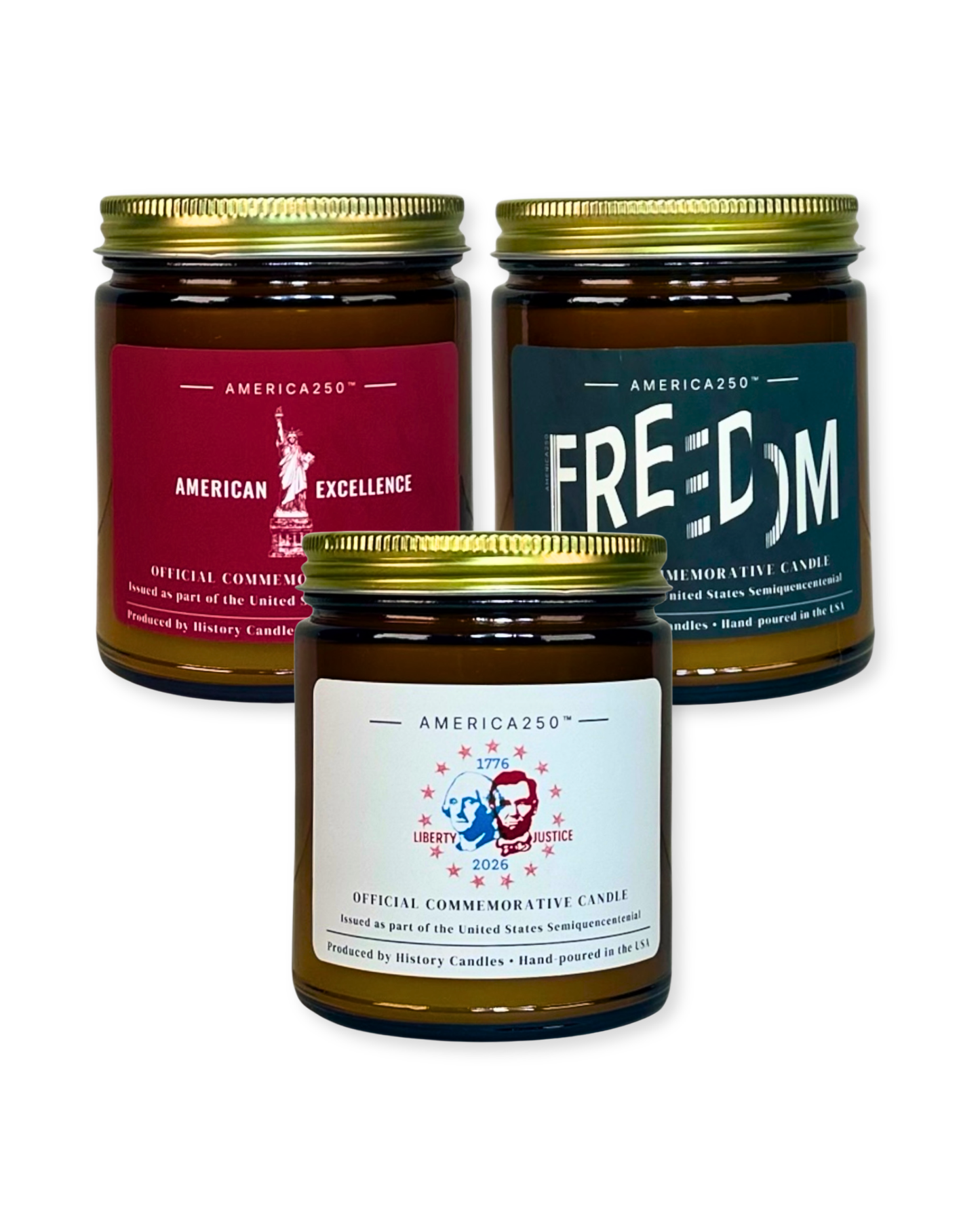 3 candle set from the America250™ collection by History Candles