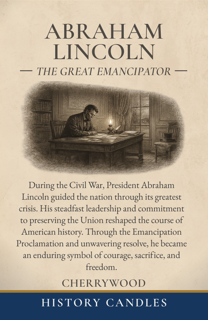 History Candles Abraham Lincoln historical story card describing the life and legacy of Abraham Lincoln