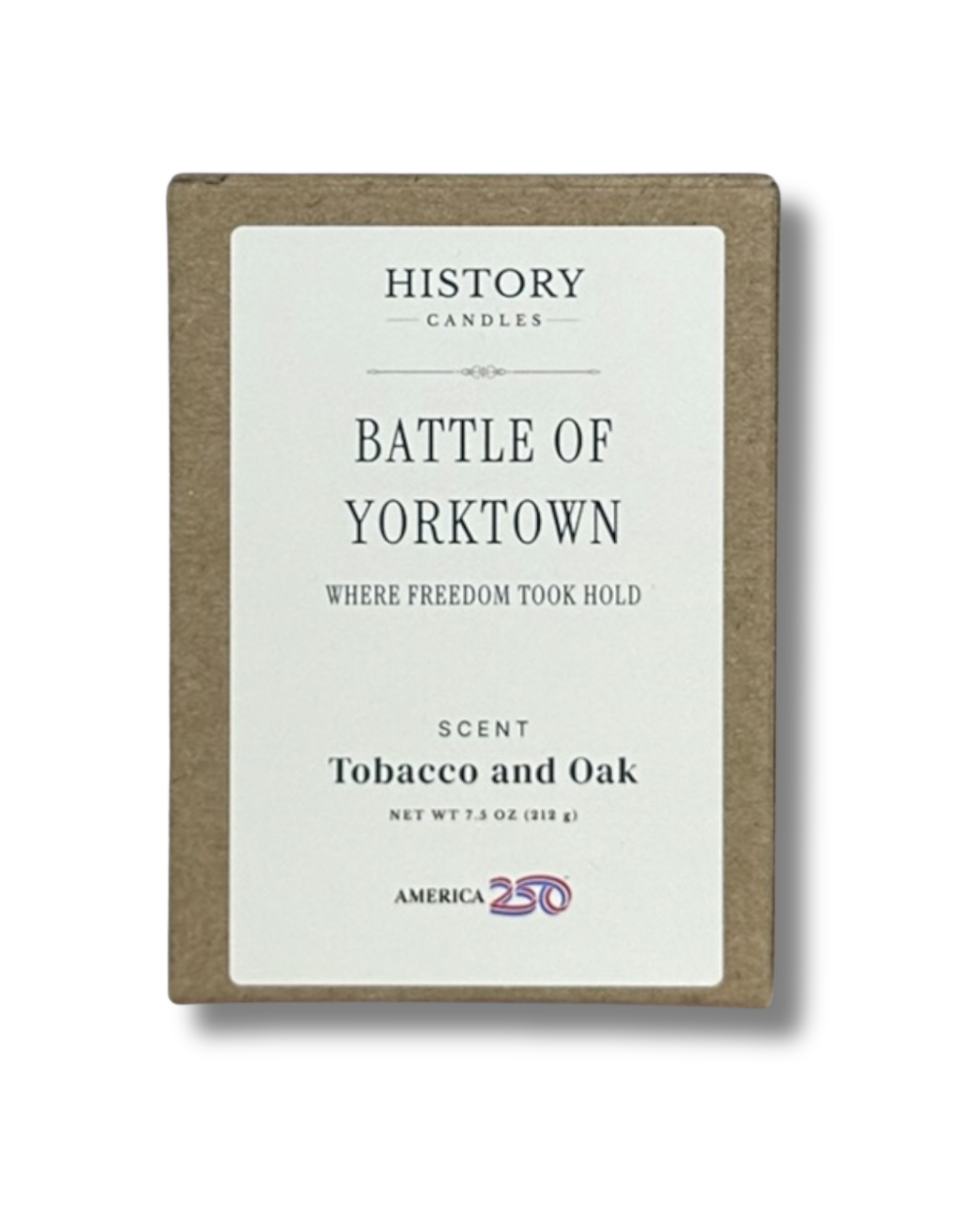 Battle of Yorktown soy candle with branded History Candles gift box
