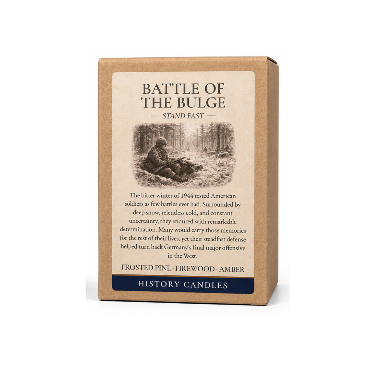 History Candles Battle of the Bulge premium gift box featuring original historic artwork