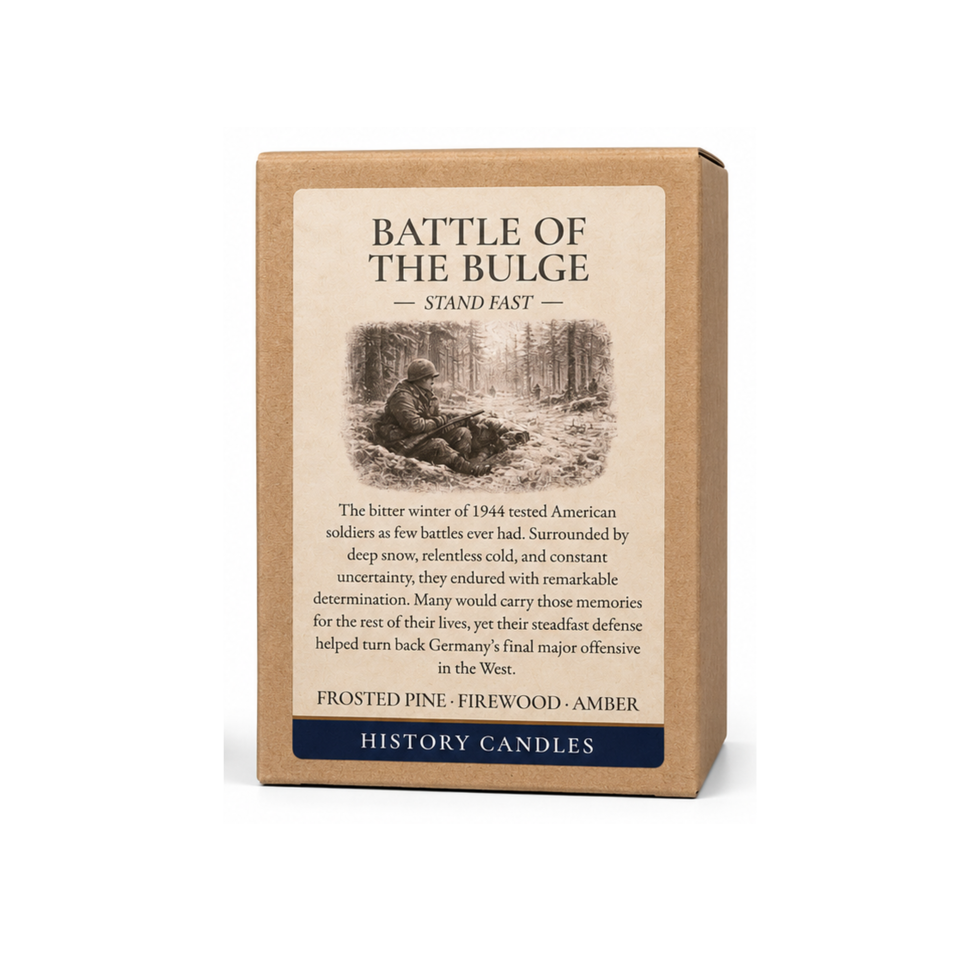 History Candles Battle of the Bulge premium gift box featuring original historic artwork