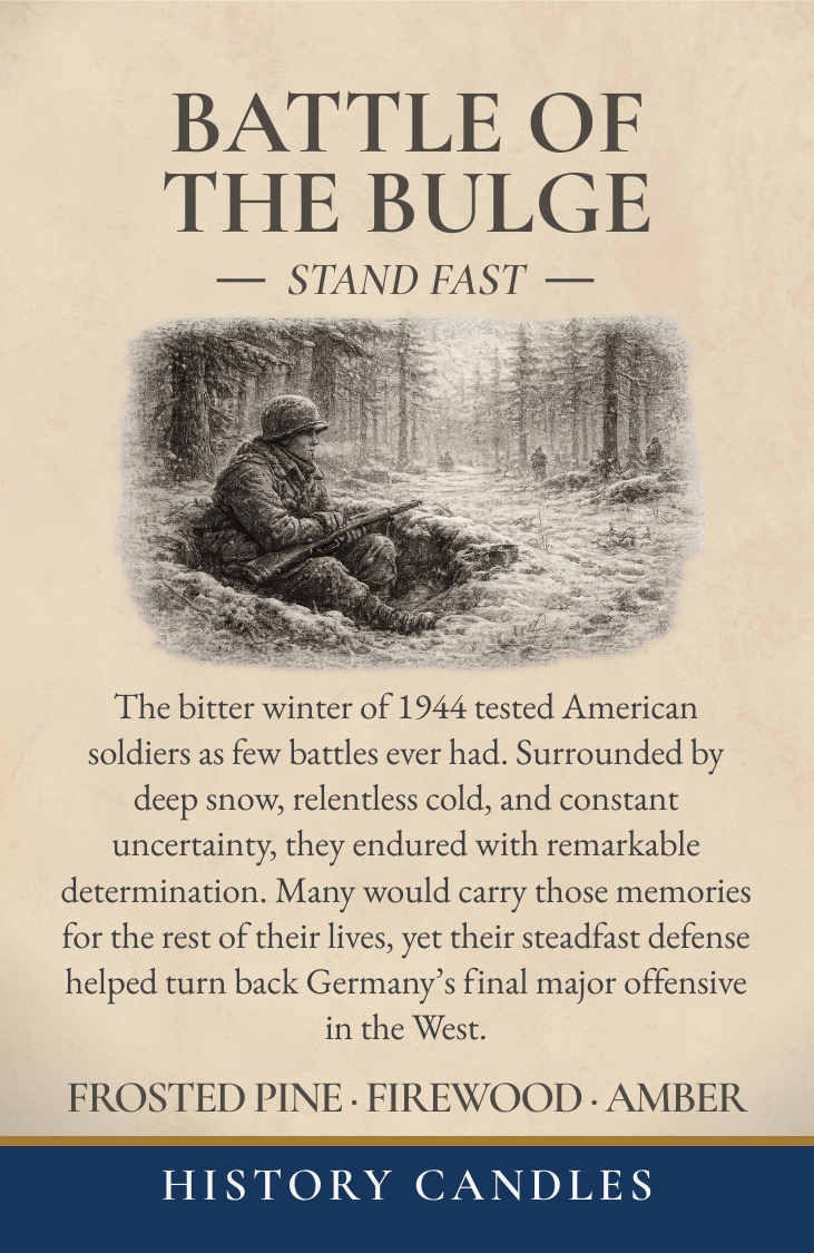 History Candles Battle of the Bulge historical story card describing the Battle of the Bulge 