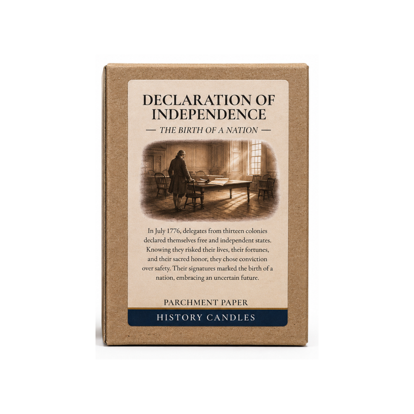 History Candles Declaration of Independence premium gift box featuring original historic artwork