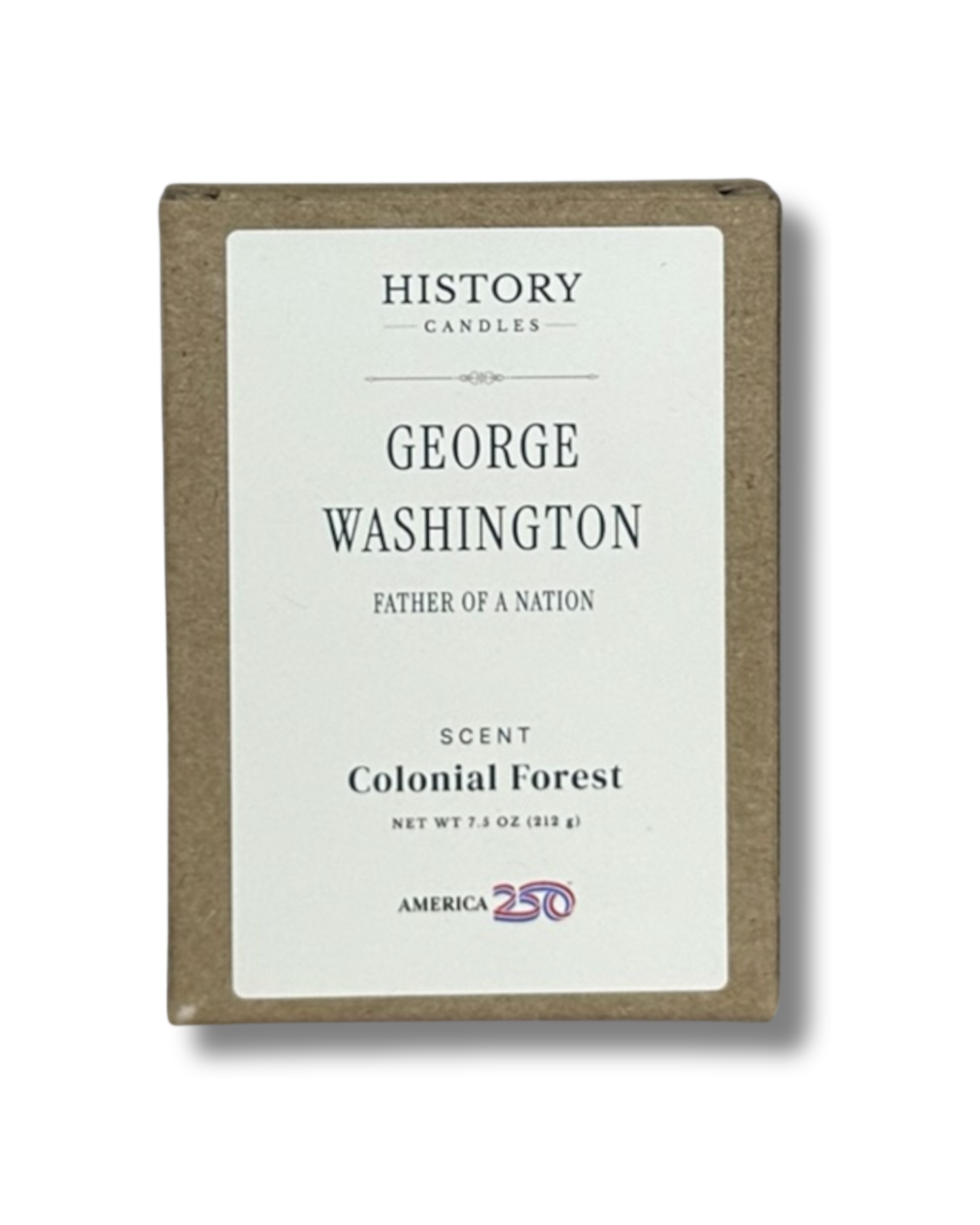 George Washington soy candle with branded History Candles gift box