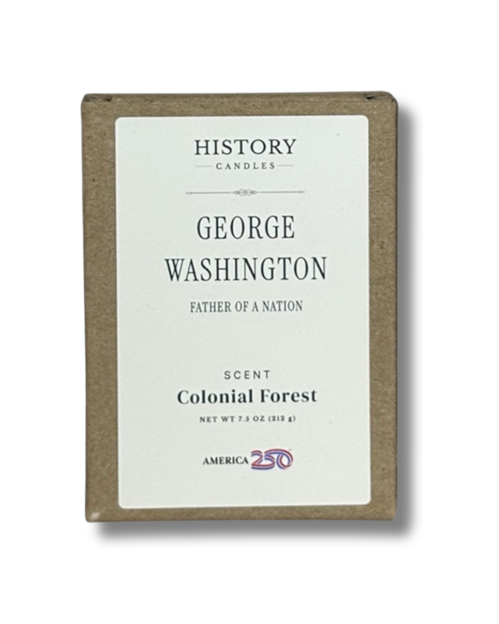 George Washington soy candle with branded History Candles gift box