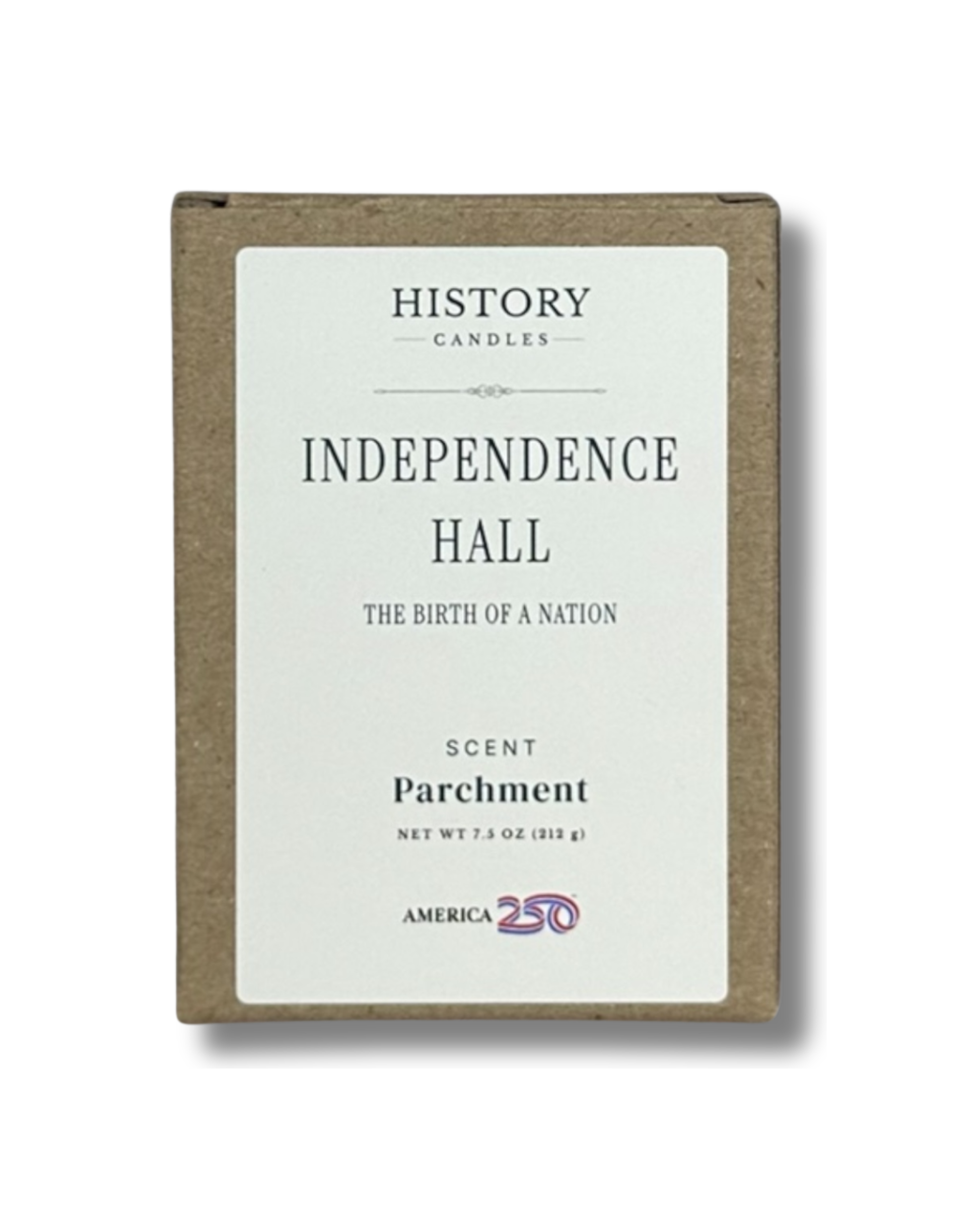 Independence Hall soy candle with branded History Candles gift box