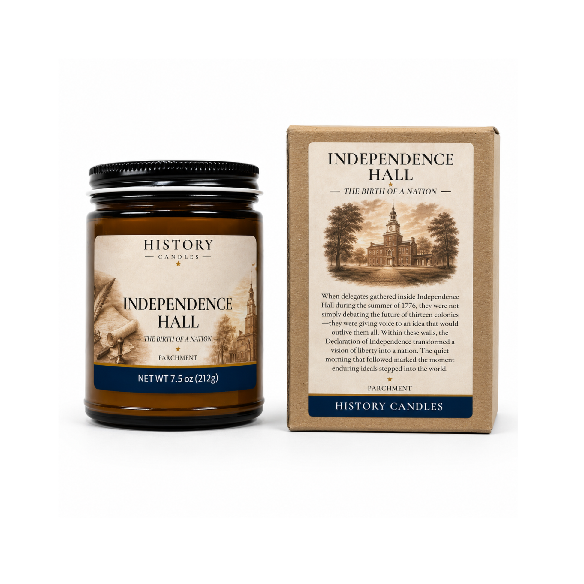 History Candles Independence Hall candle with coordinating premium gift box.