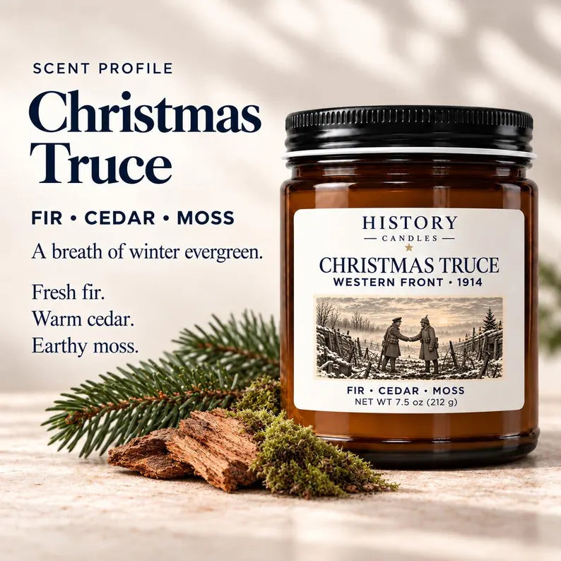 Christmas Truce scent profile with fir, cedar, and moss.